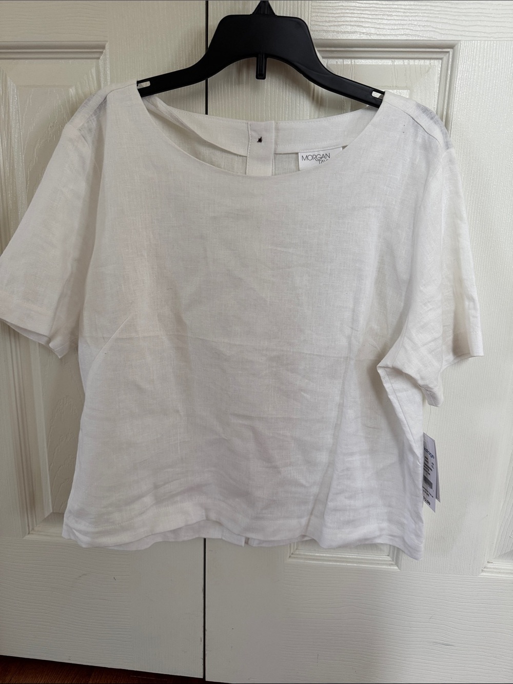 Morgan Taylor White Short-Sleeve Linen Top size M NWT